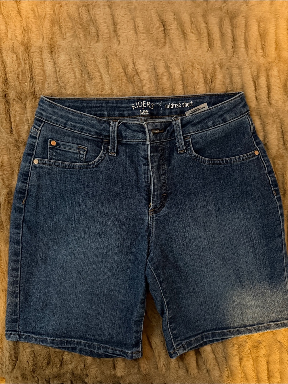 Lee Dark Blue Midrise Jean Shorts